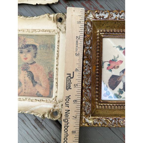 Vintage French pictures ladies girls portraits art Victorian set 4, floral wall - Picture 10 of 13